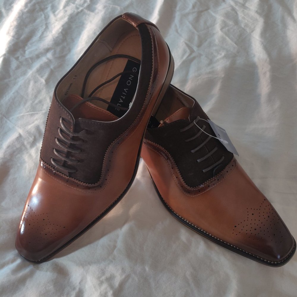 New Gino Vitale Medallion Toe Dress Shoes